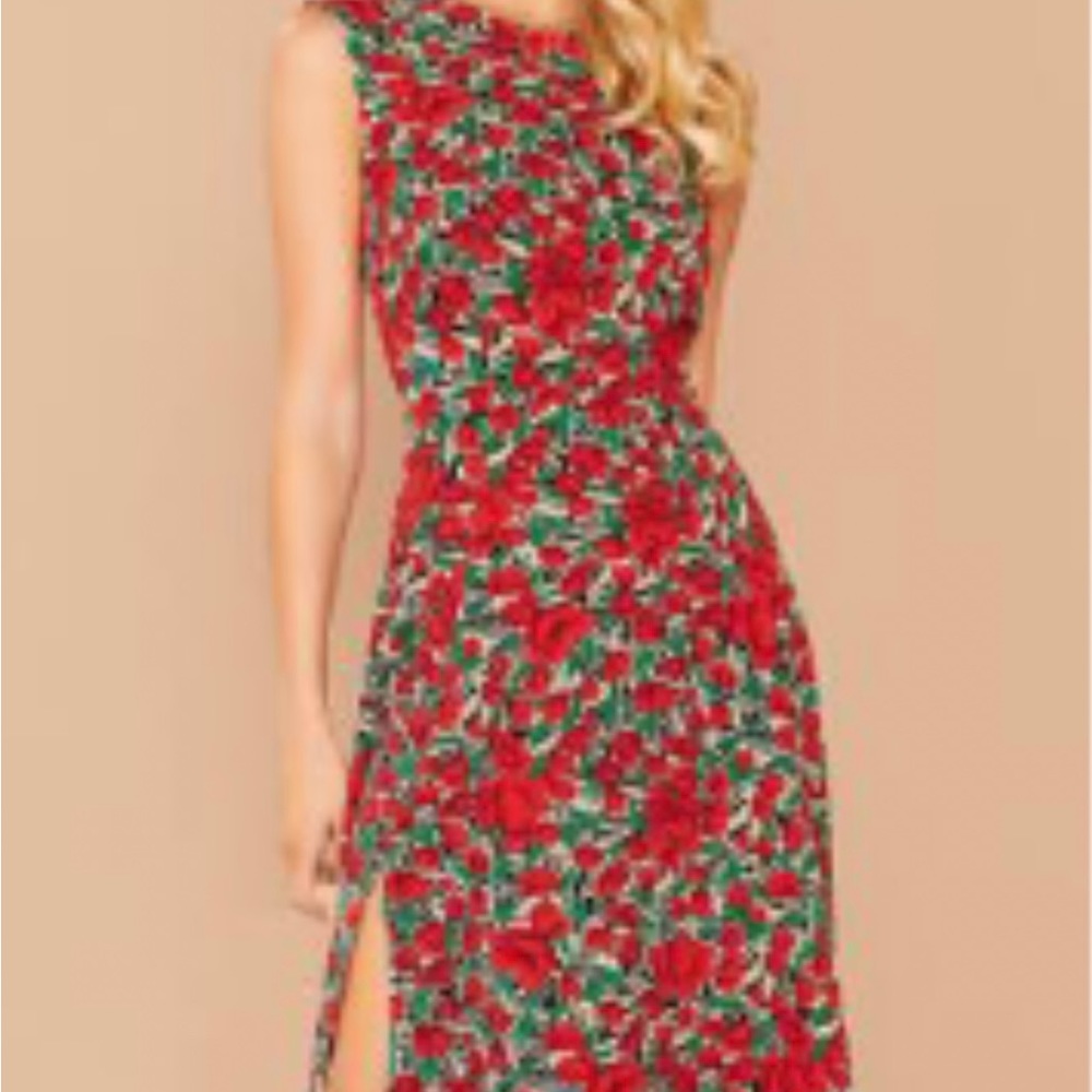 Shein floral slit backless dress